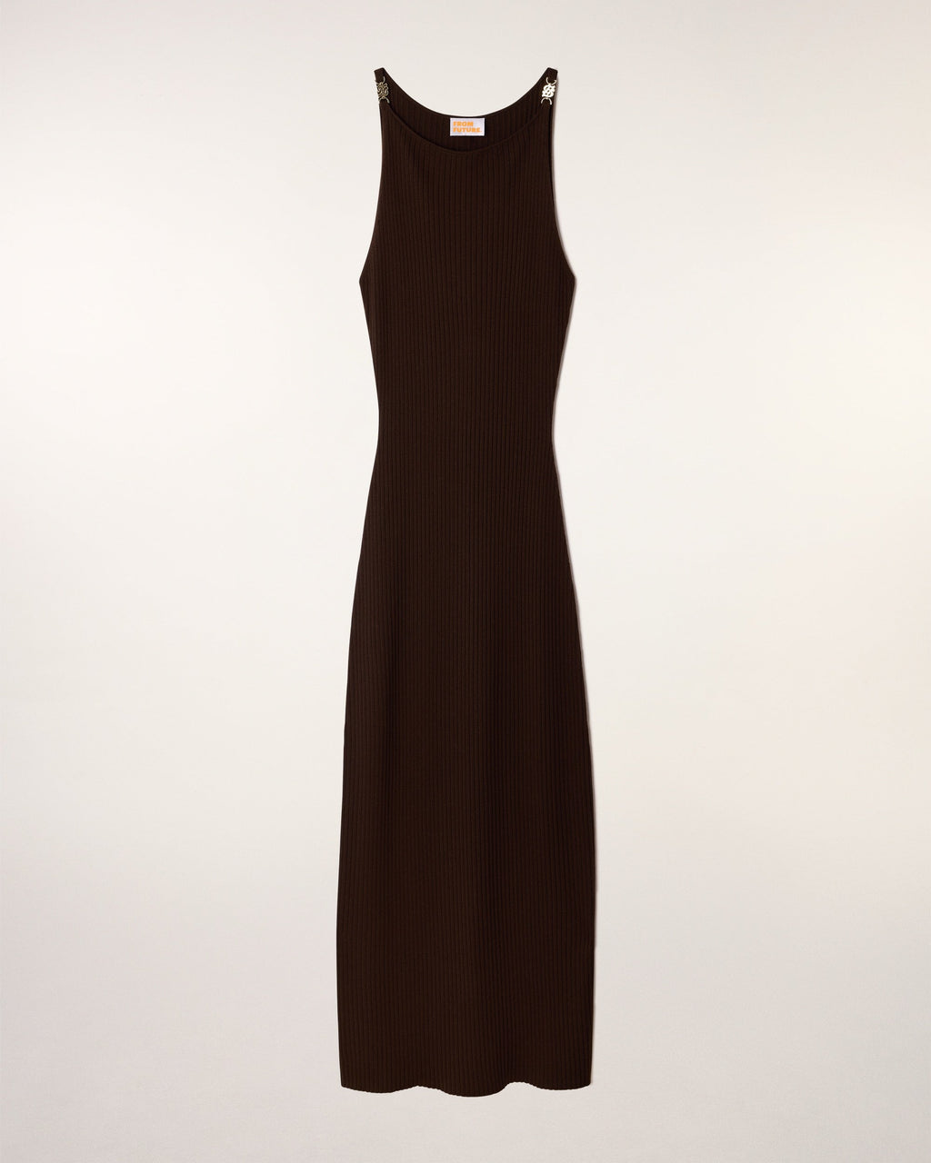 Robe Longue Côtelée Bijoux Aux Épaules