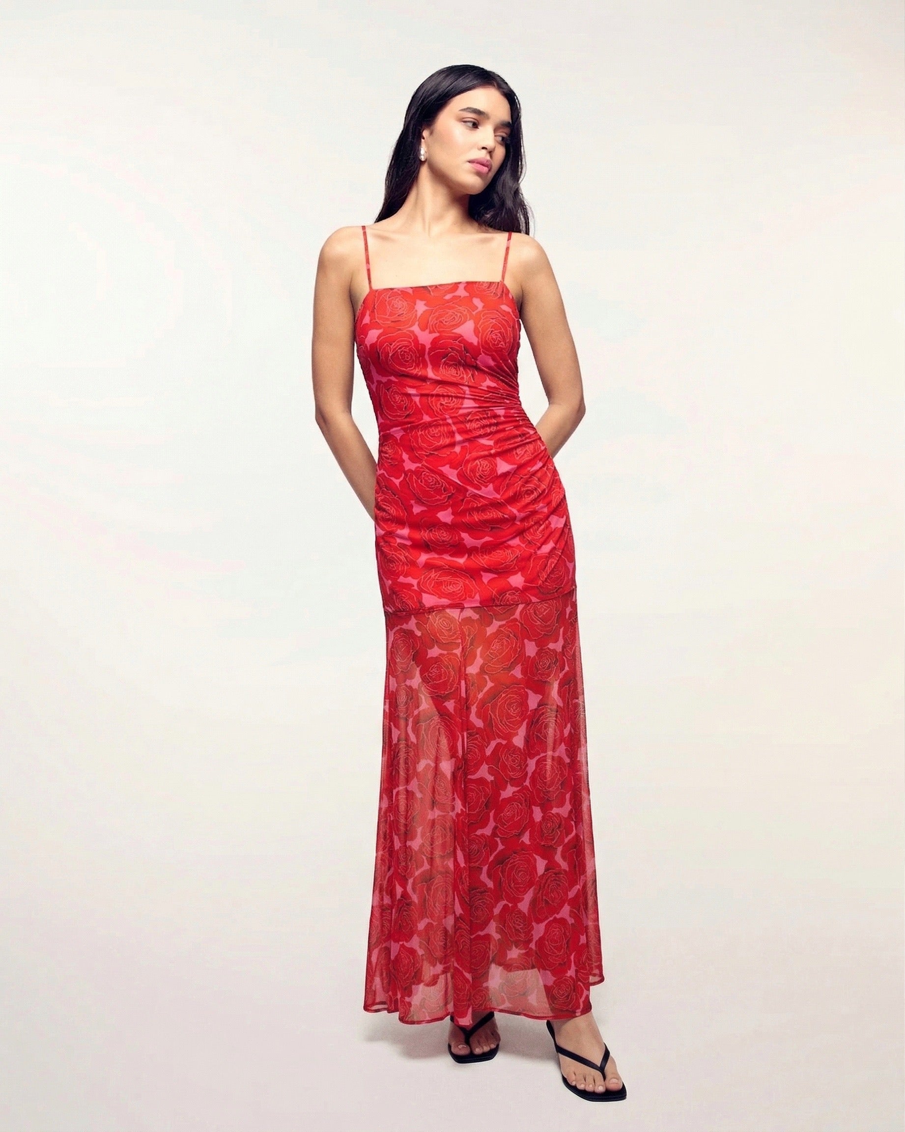 Robe Longue à Bretelles Bimatière - Solar Roses