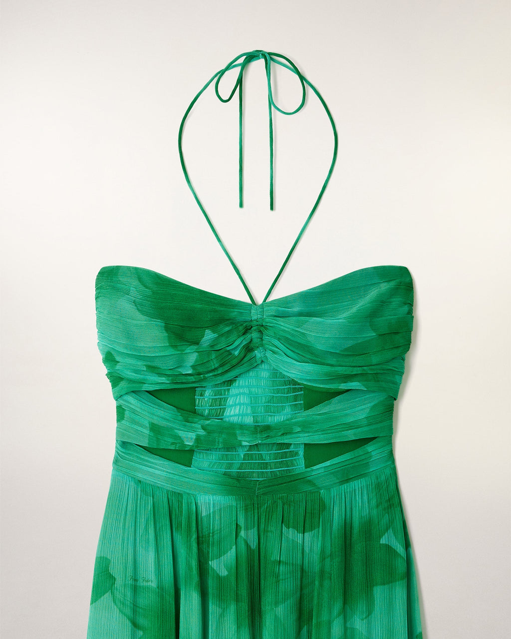 Robe Longue à Découpes Froncées - Green Bloom Lily