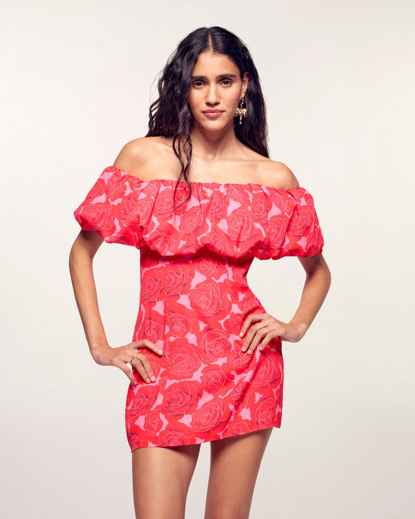 Bardot Collar Short Dress