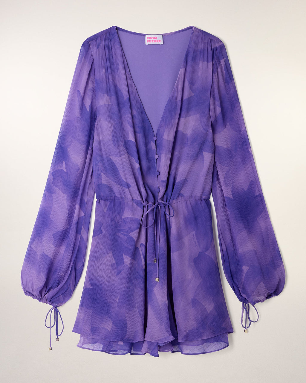 Robe Courte Manches Bouffantes - Purple Moon Lily