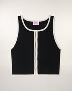 Top Sans Manches Boutons Strass