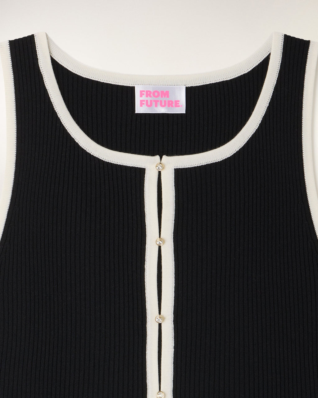 Top Sans Manches Boutons Strass