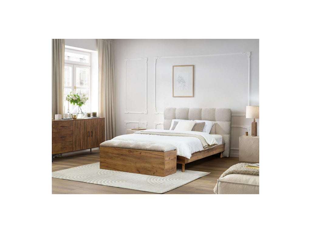 Cama con lamas macizas - Kumo - Patas de madera natural + Pie de cama con lamas macizas - Kumo
