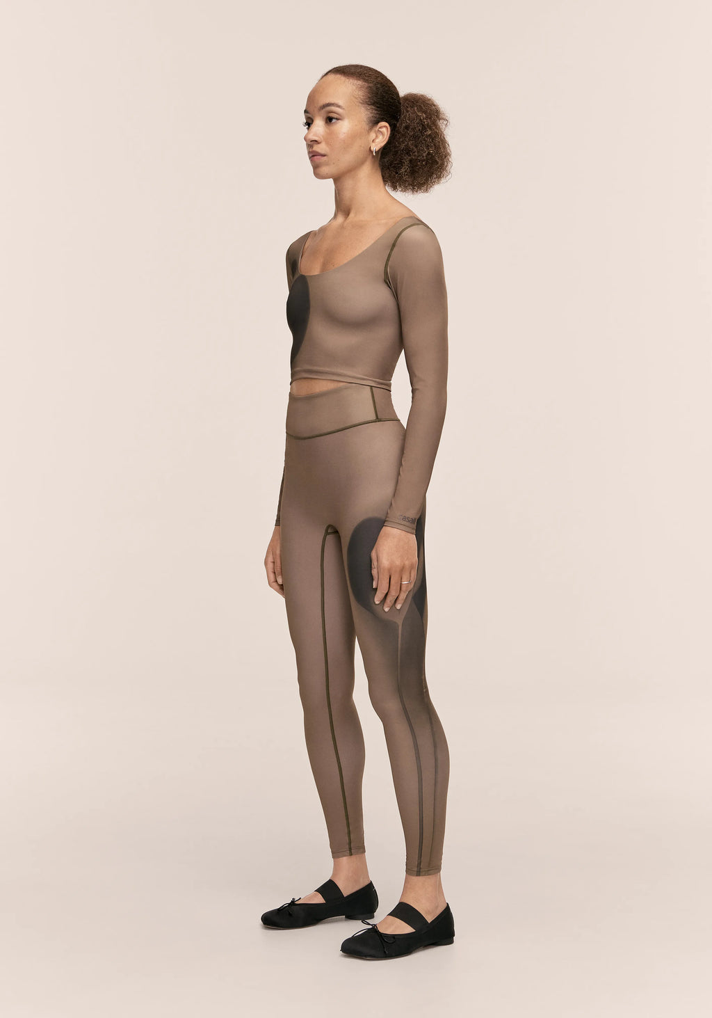 Aura Flower Print Tights - Aura Lt Khaki