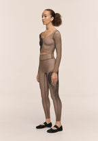 Aura Flower Print Tights - Aura Lt Khaki