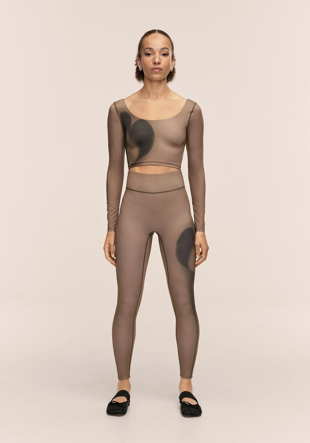 Aura Flower Print Tights - Aura Lt Khaki