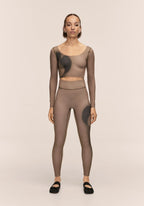 Aura Flower Print Tights - Aura Lt Khaki