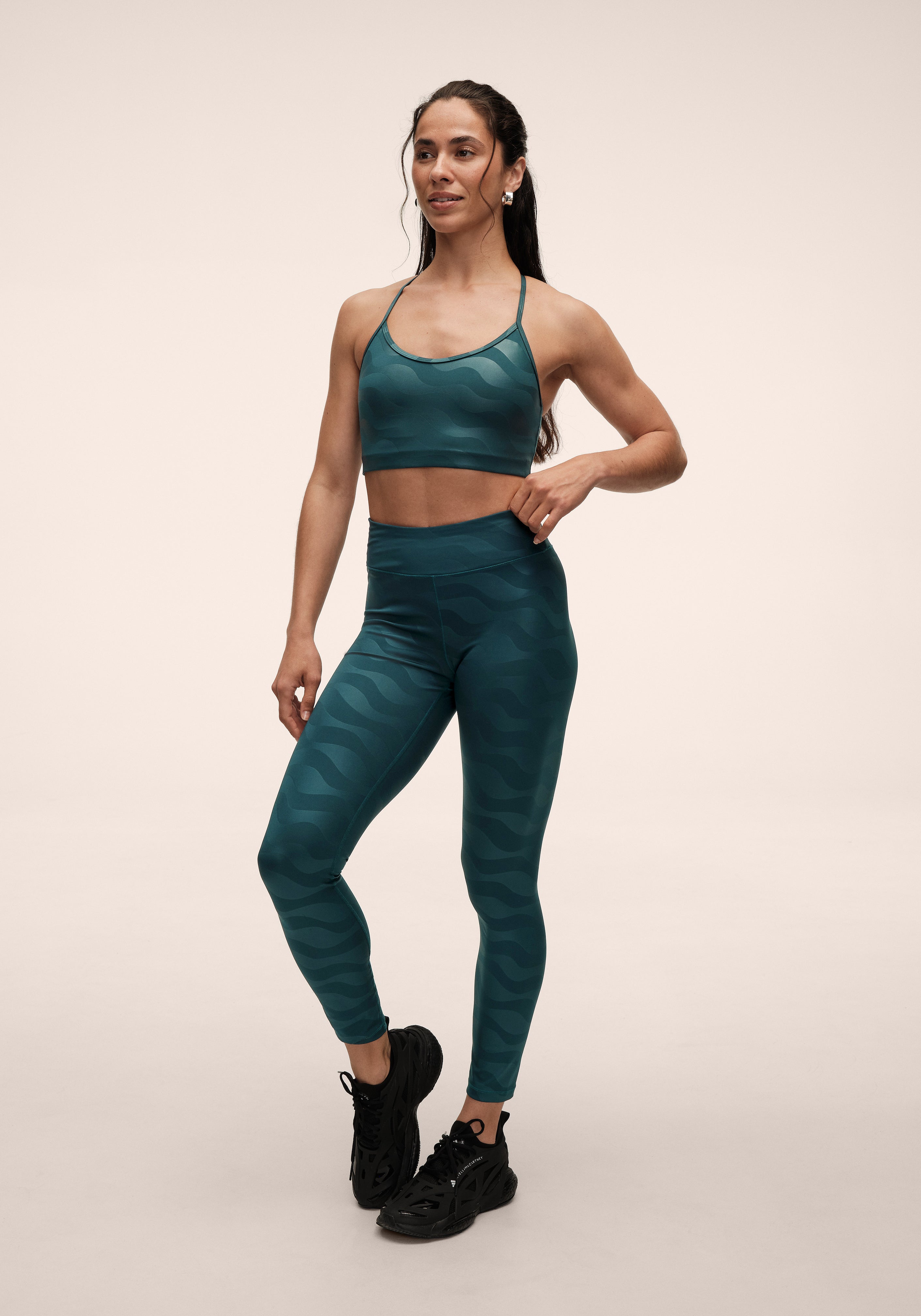 Heat Printed High Waist Tights - Ocean Geo