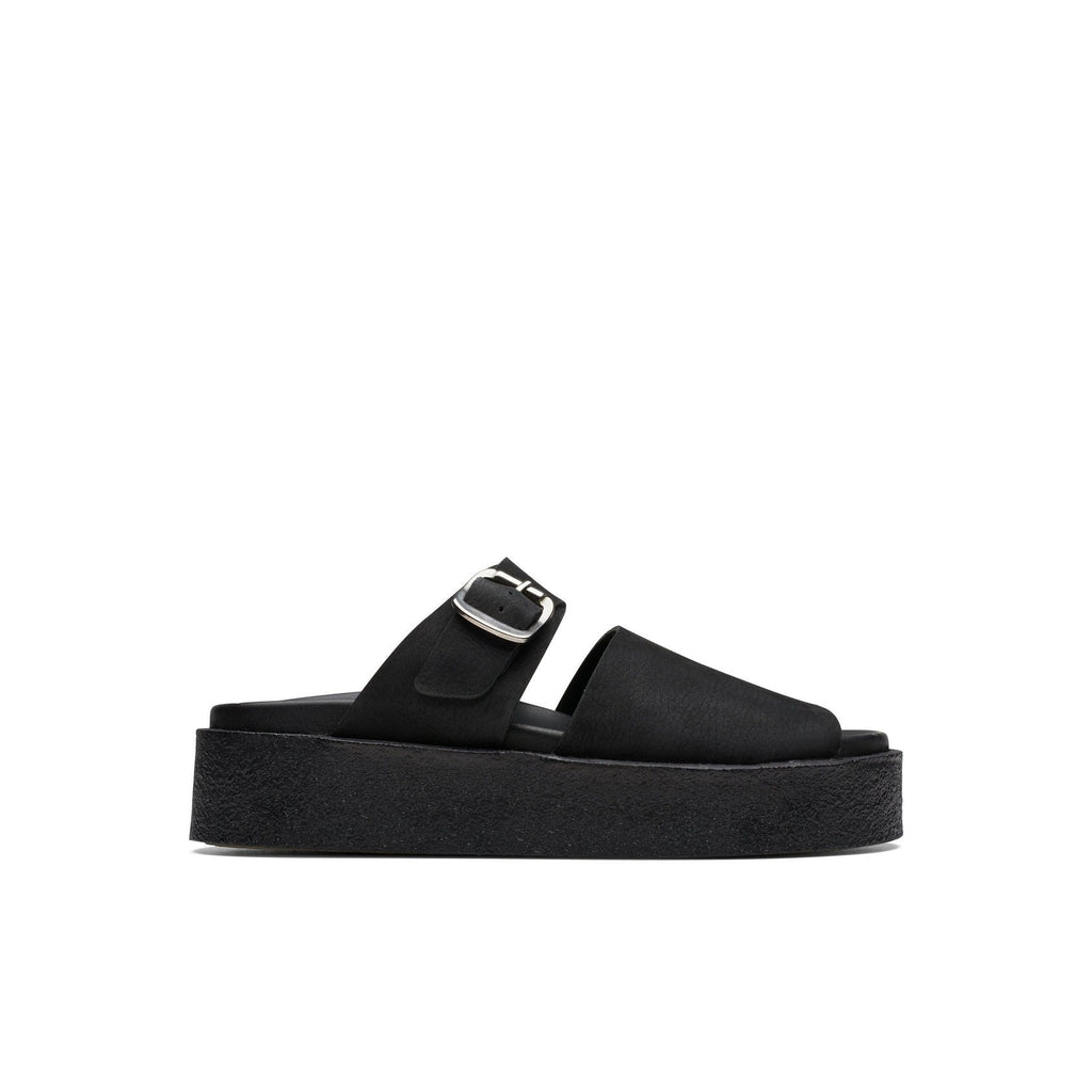 Sandalias tipo chanclas de crepé - Nobuk negro - Mujer