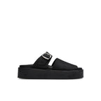 Sandalias tipo chanclas de crepé - Nobuk negro - Mujer