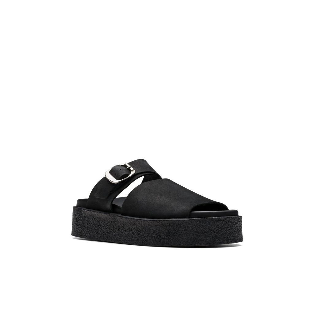 Sandalias tipo chanclas de crepé - Nobuk negro - Mujer