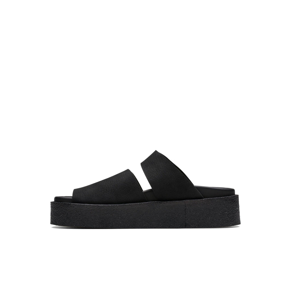 Sandalias tipo chanclas de crepé - Nobuk negro - Mujer
