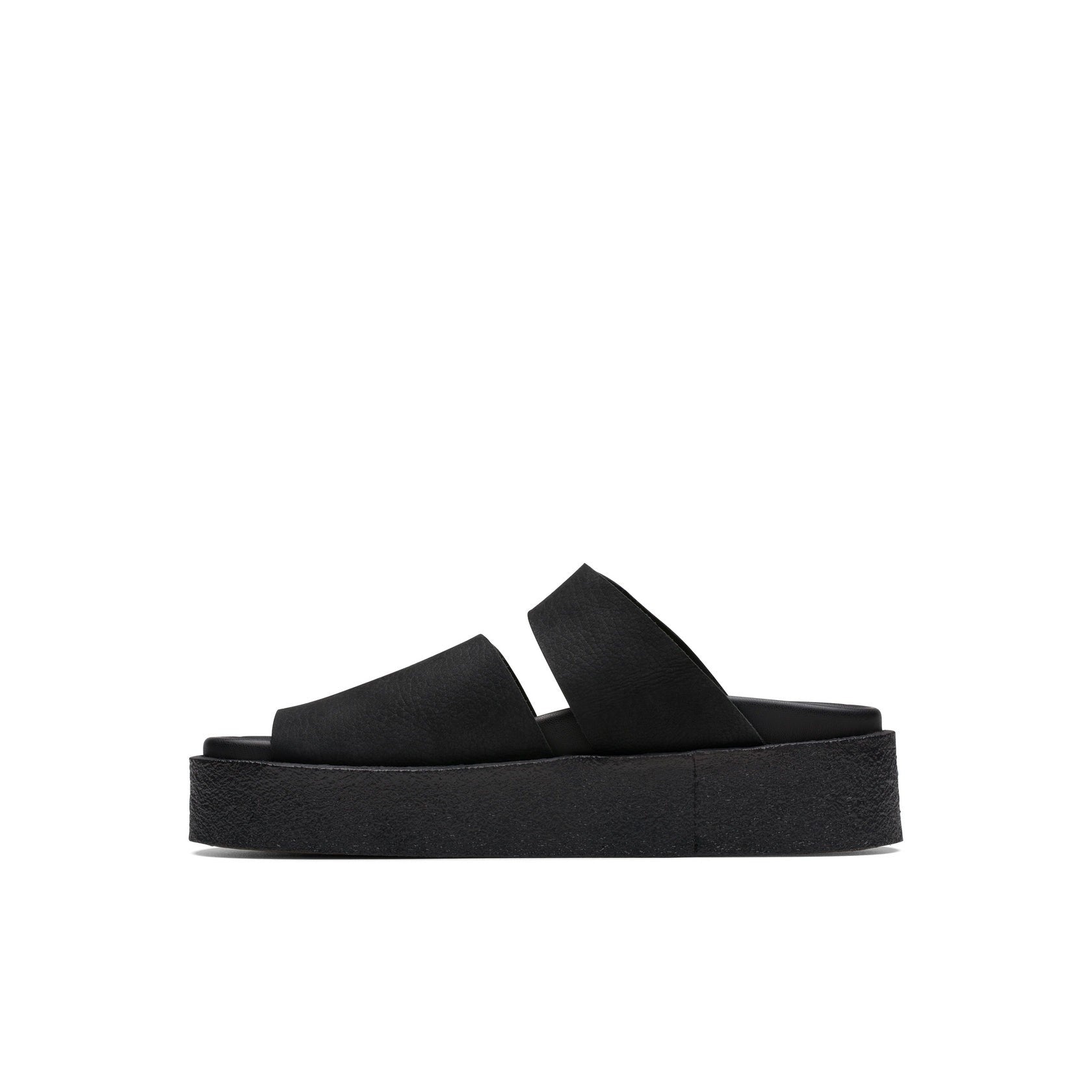 Sandalias tipo chanclas de crepé - Nobuk negro - Mujer