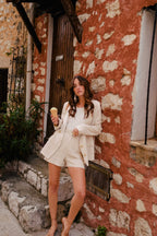 Short Léo Lin Viscose Beige