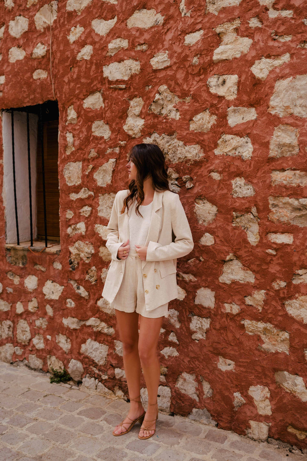 Short Léo Lin Viscose Beige