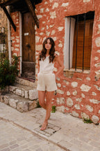 Short Léo Lin Viscose Beige
