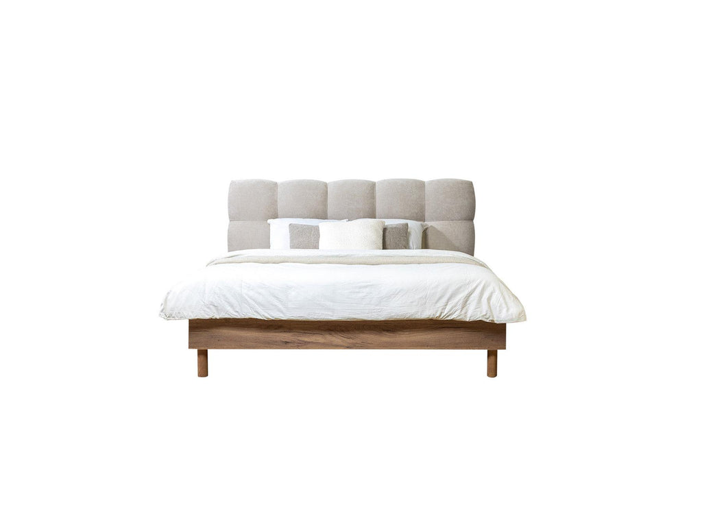 Cama con lamas macizas - Kumo - Patas de madera natural