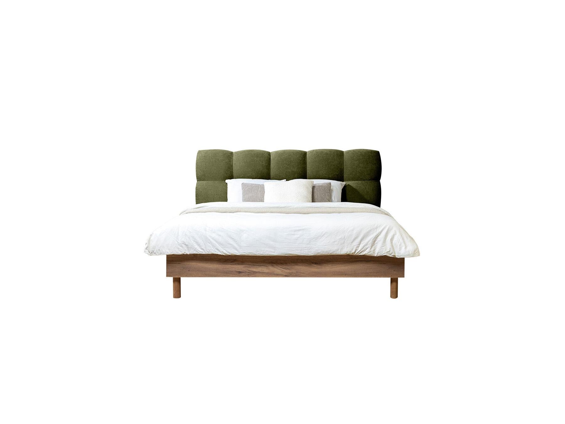 Cama con lamas macizas - Kumo - Patas de madera natural + Pie de cama con lamas macizas - Kumo