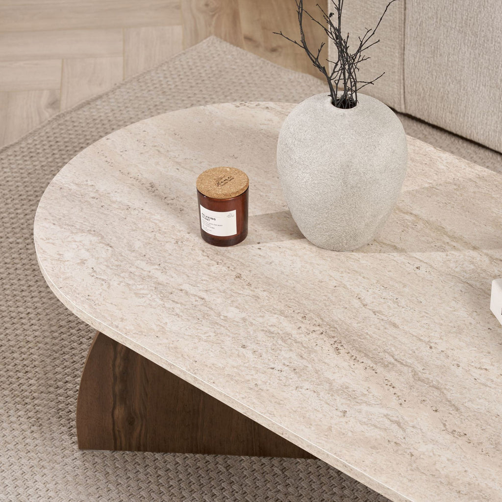 Melina - Coffee Table - Travertine/Venezia Walnut