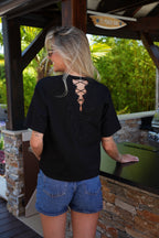 Lika Embroidered T-Shirt - Black
