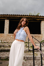 Top Pablo Faux Unis Azur