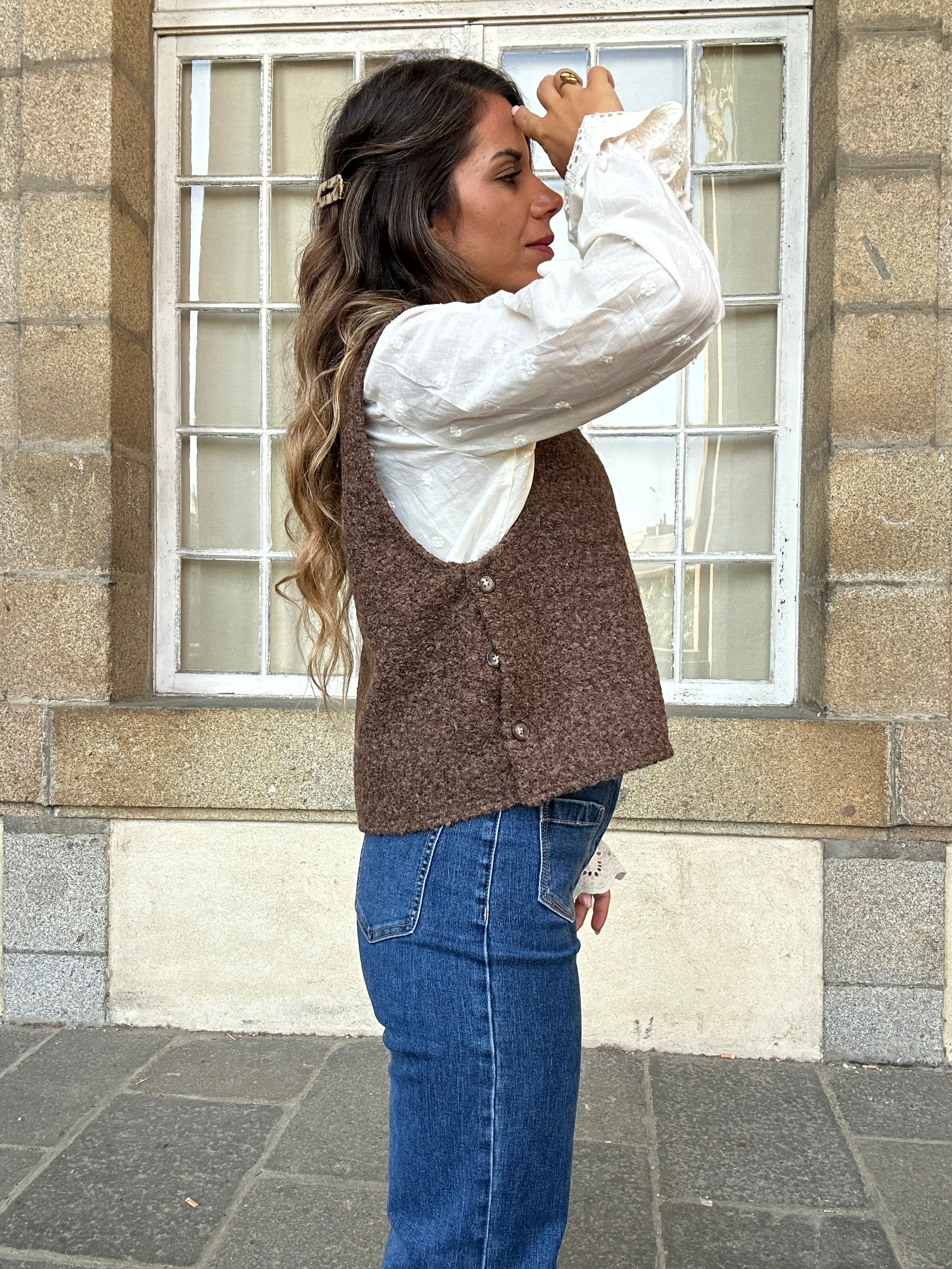 Pull sans manches Louisa marron