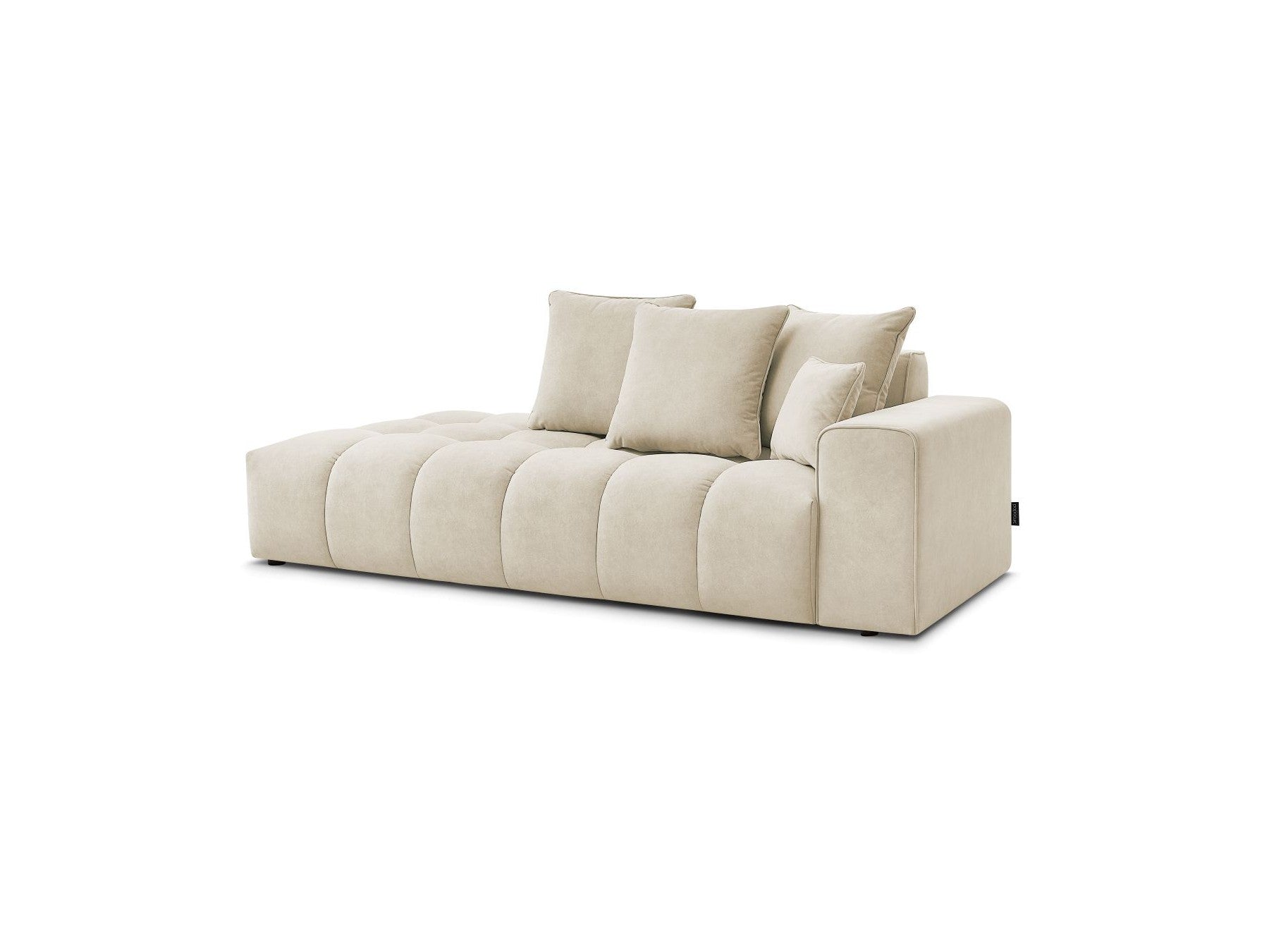 Sofá recto fijo ultrasuave - Mont-Blanco - Terciopelo - Reposabrazos derecho