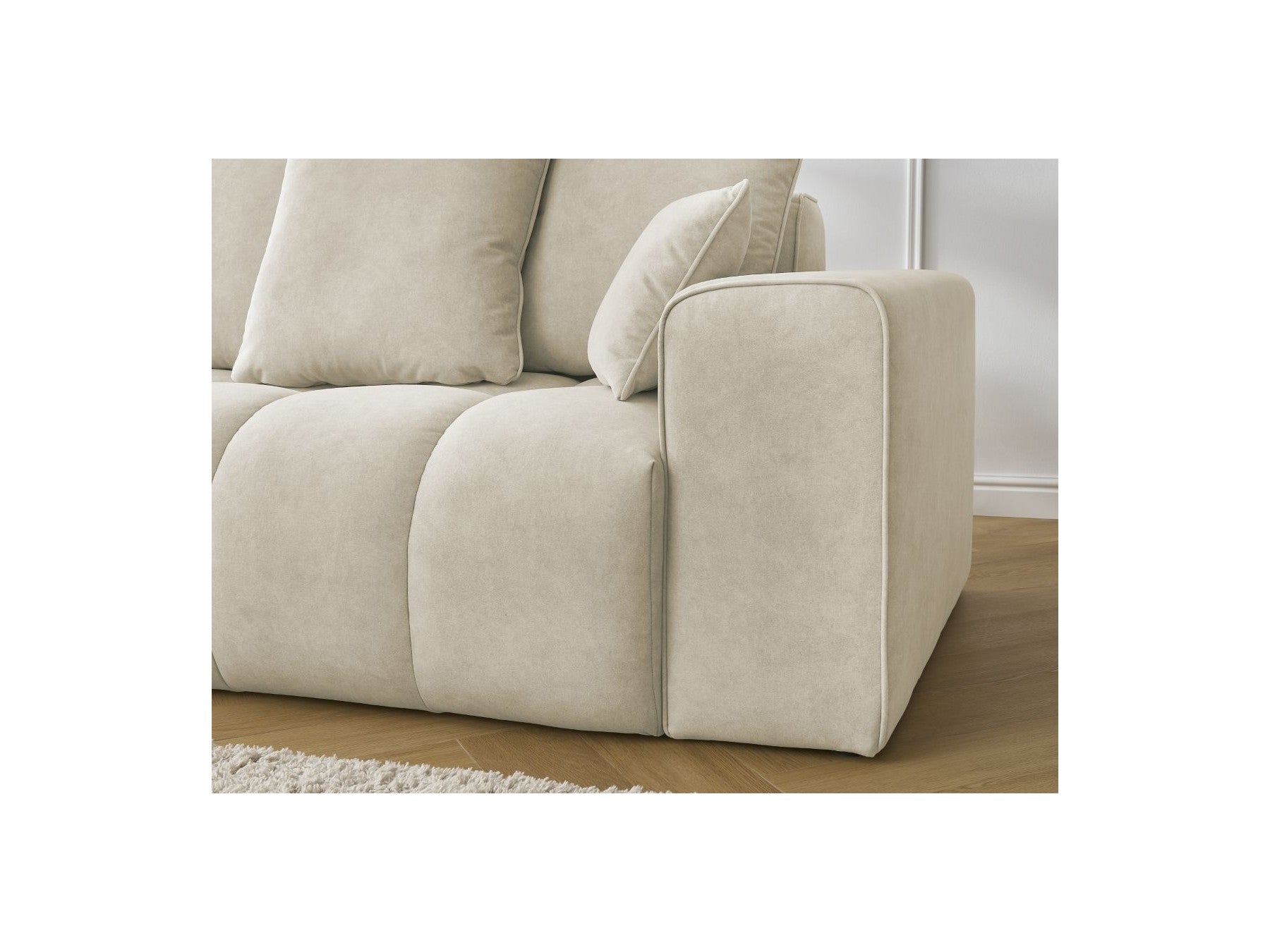 Sofá recto fijo ultrasuave - Mont-Blanco - Terciopelo - Reposabrazos derecho