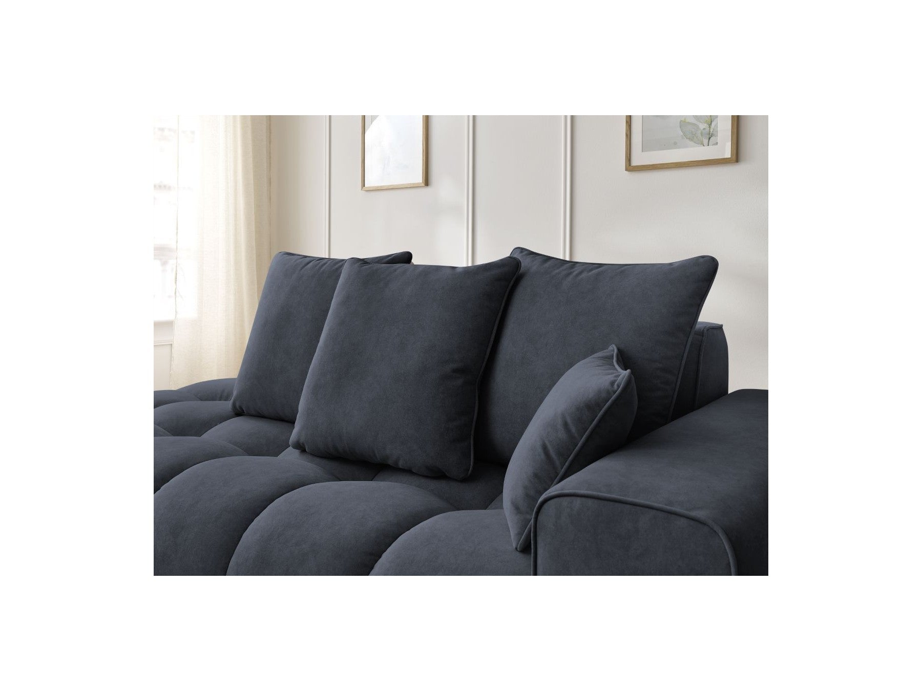 Sofá recto fijo ultrasuave - Mont-Blanco - Terciopelo - Reposabrazos derecho