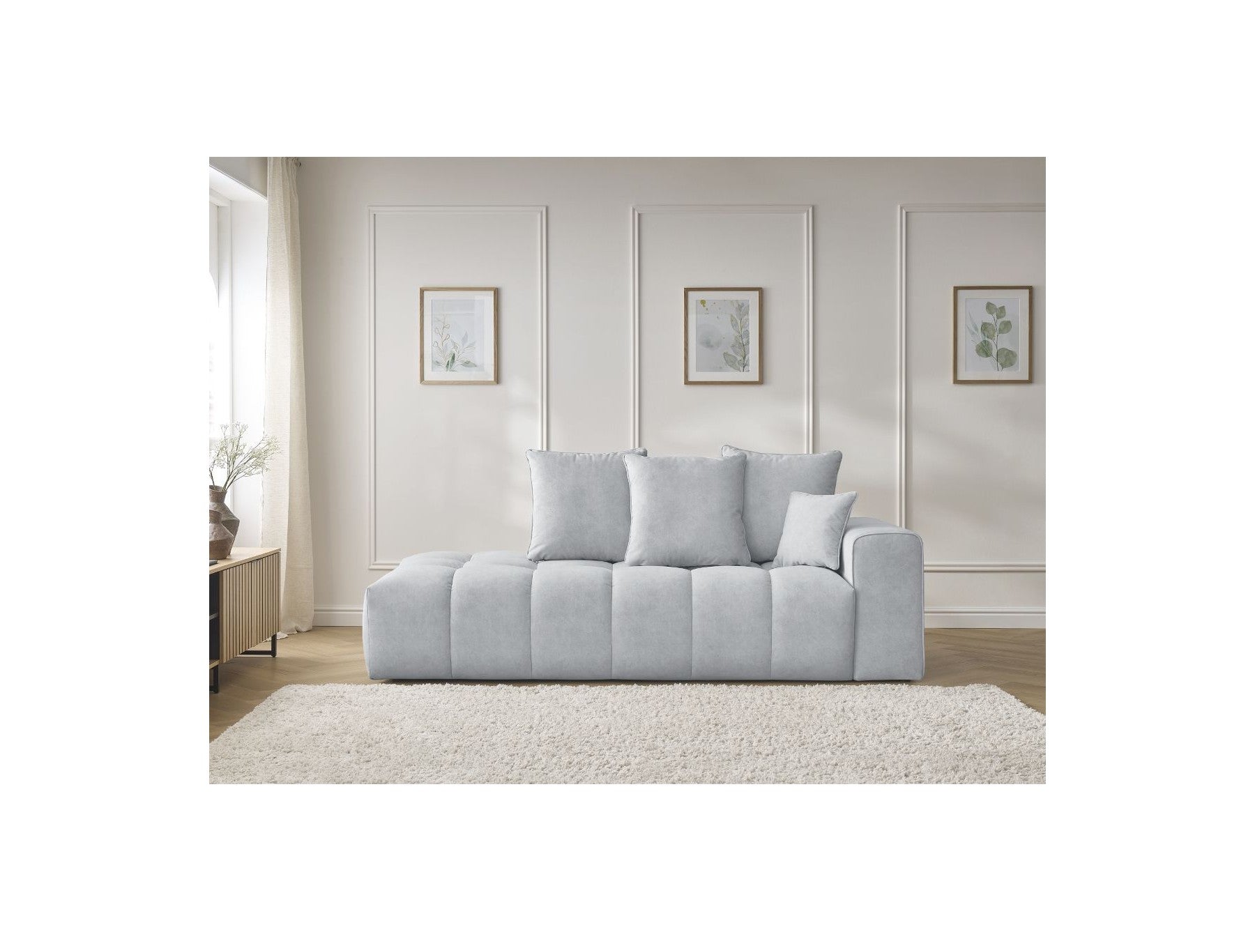 Sofá recto fijo ultrasuave - Mont-Blanco - Terciopelo - Reposabrazos derecho