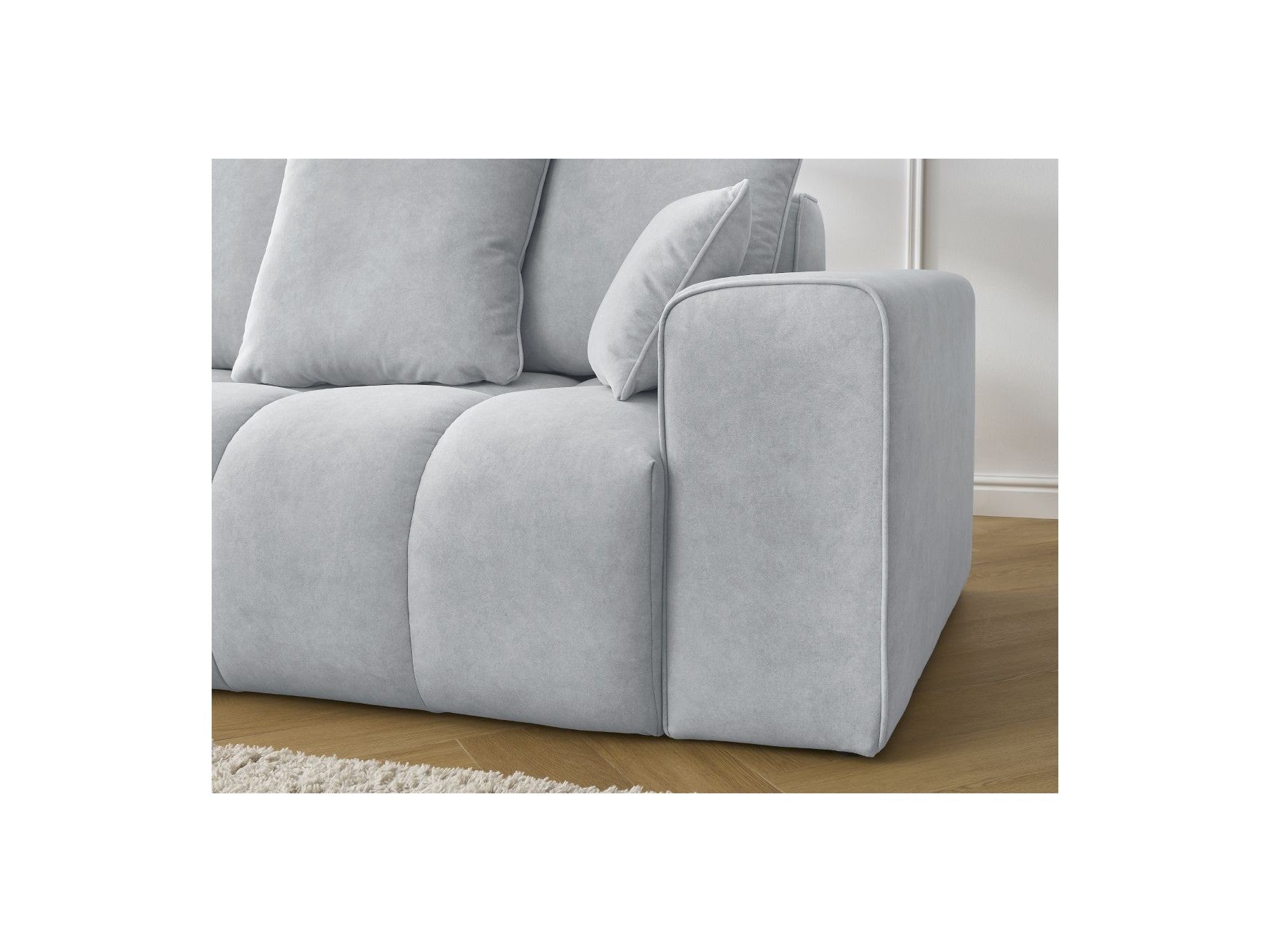 Sofá recto fijo ultrasuave - Mont-Blanco - Terciopelo - Reposabrazos derecho