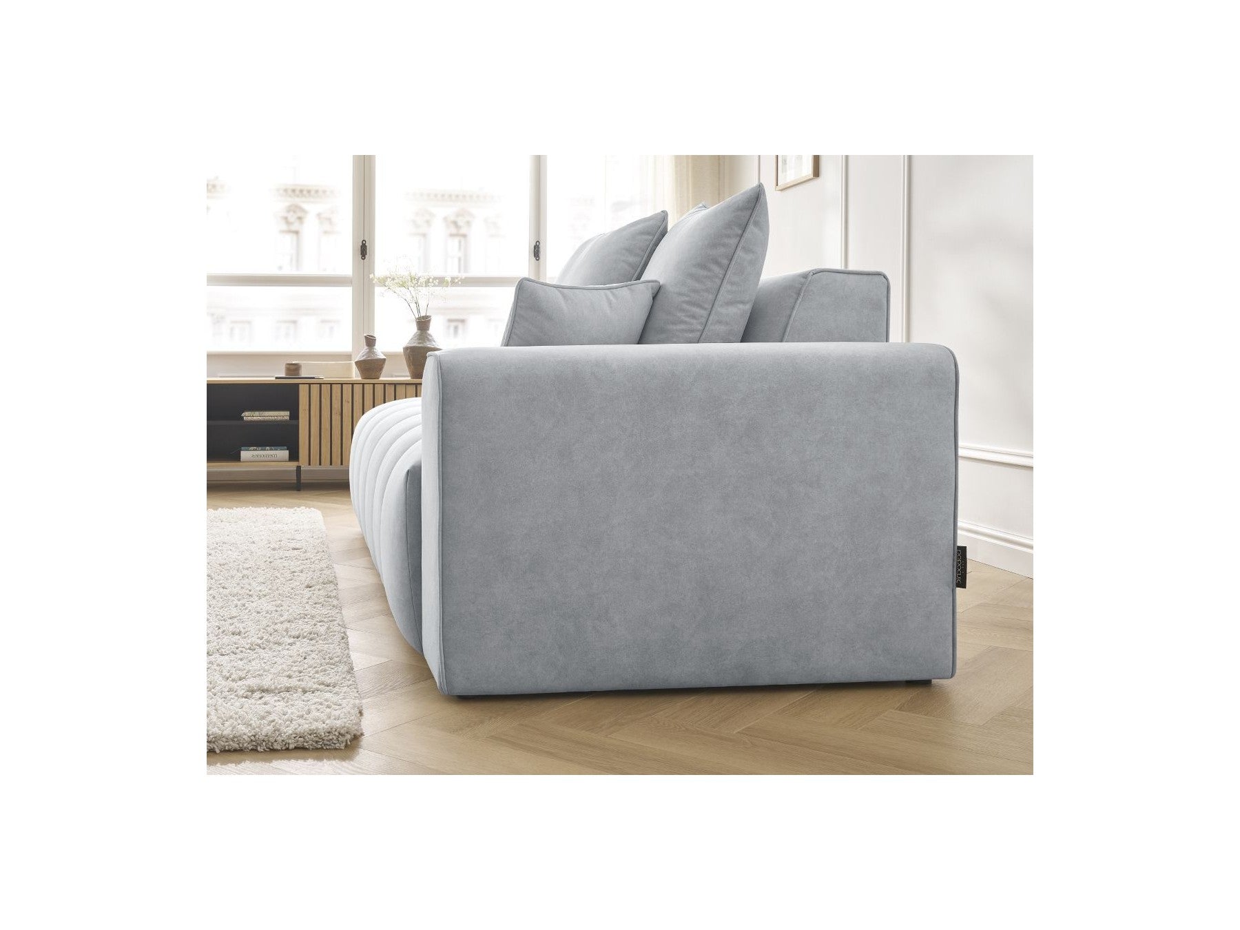 Sofá recto fijo ultrasuave - Mont-Blanco - Terciopelo - Reposabrazos derecho