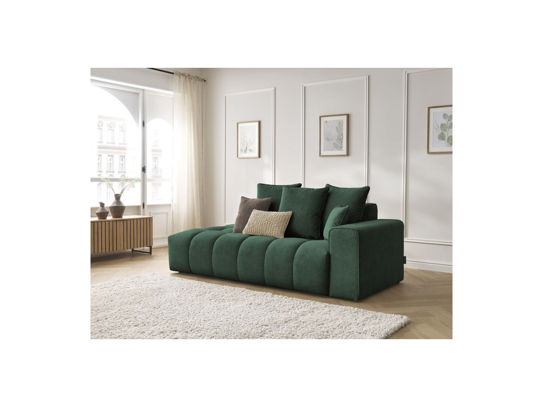 Sofá recto fijo ultrasuave - Mont-Blanco - Terciopelo - Reposabrazos derecho