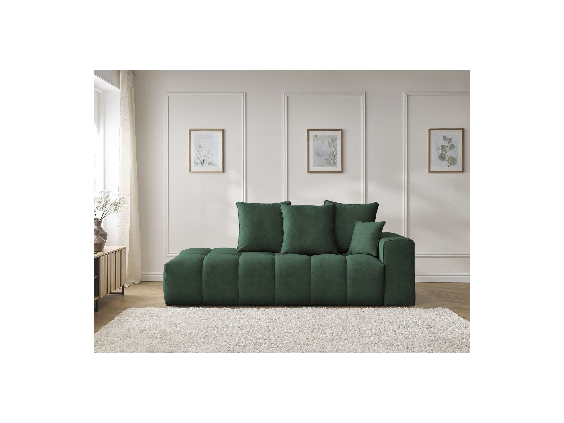 Sofá recto fijo ultrasuave - Mont-Blanco - Terciopelo - Reposabrazos derecho