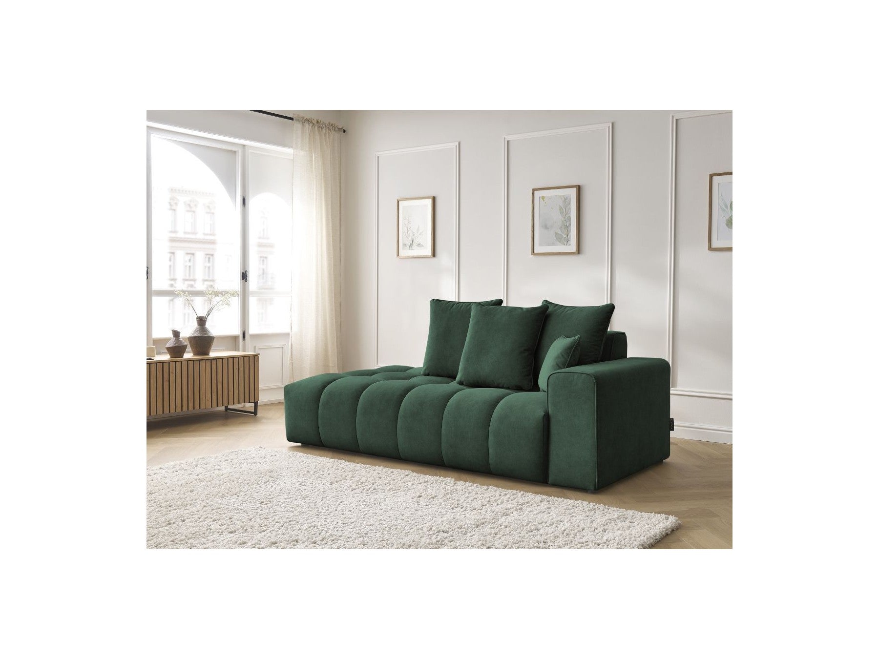Sofá recto fijo ultrasuave - Mont-Blanco - Terciopelo - Reposabrazos derecho