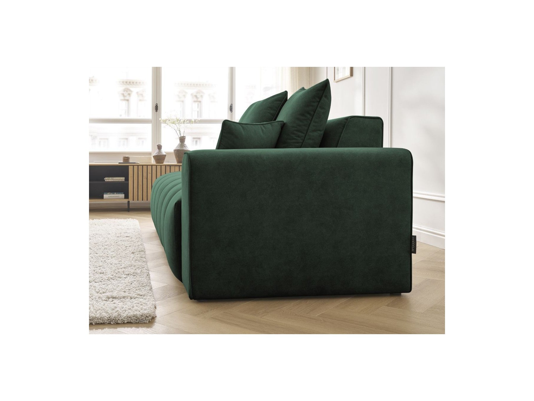 Sofá recto fijo ultrasuave - Mont-Blanco - Terciopelo - Reposabrazos derecho
