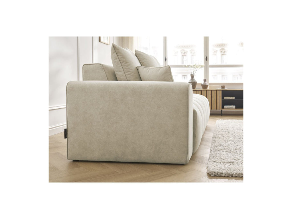 Sofá recto fijo ultrasuave - Mont-Blanco - Terciopelo - Reposabrazos izquierdo