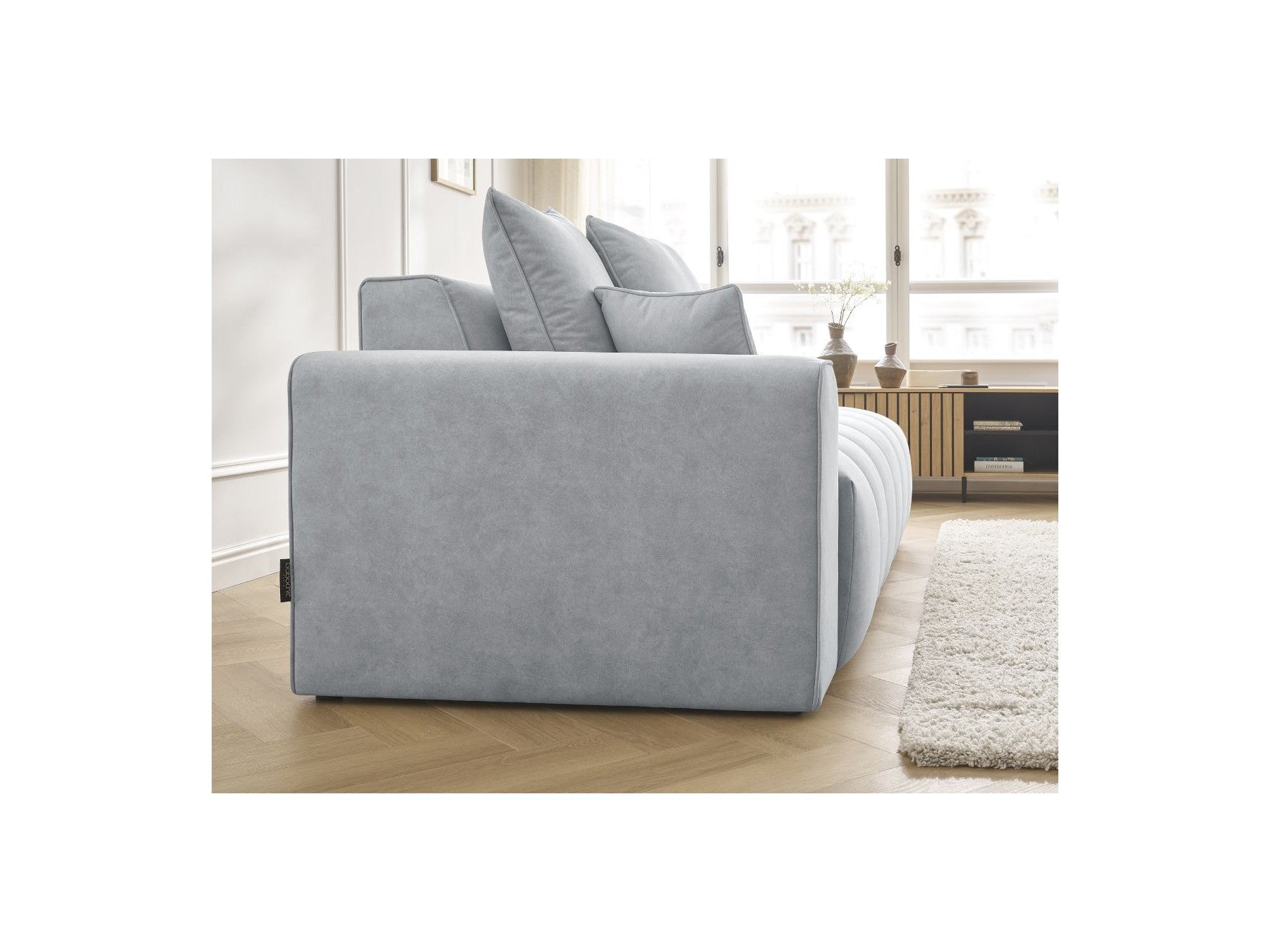 Sofá recto fijo ultrasuave - Mont-Blanco - Terciopelo - Reposabrazos izquierdo