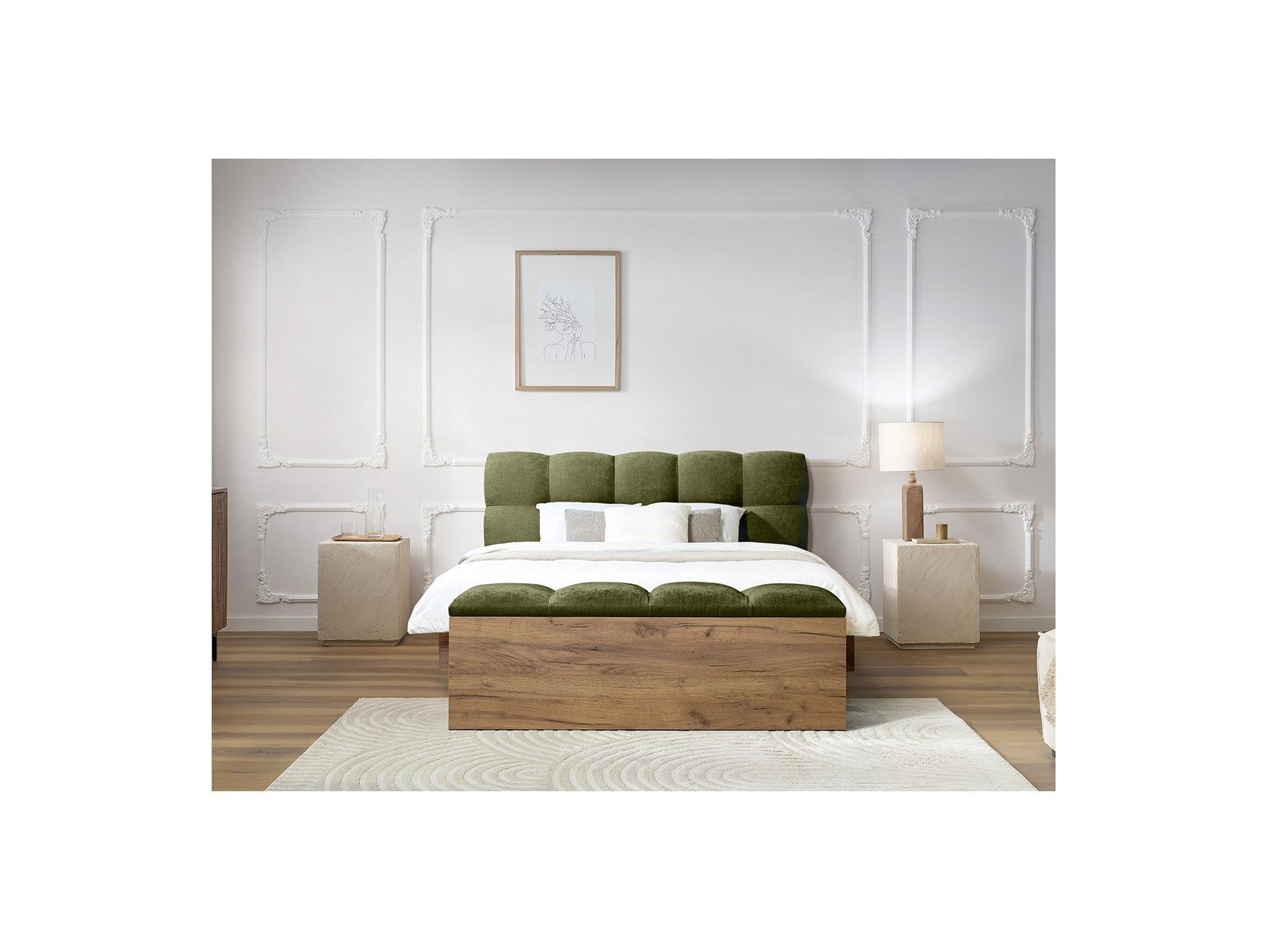 Cama con lamas macizas - Kumo - Patas de madera natural + Pie de cama con lamas macizas - Kumo