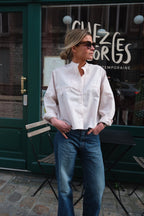 Blusa Astrid Cuello Mao Rayas Beige