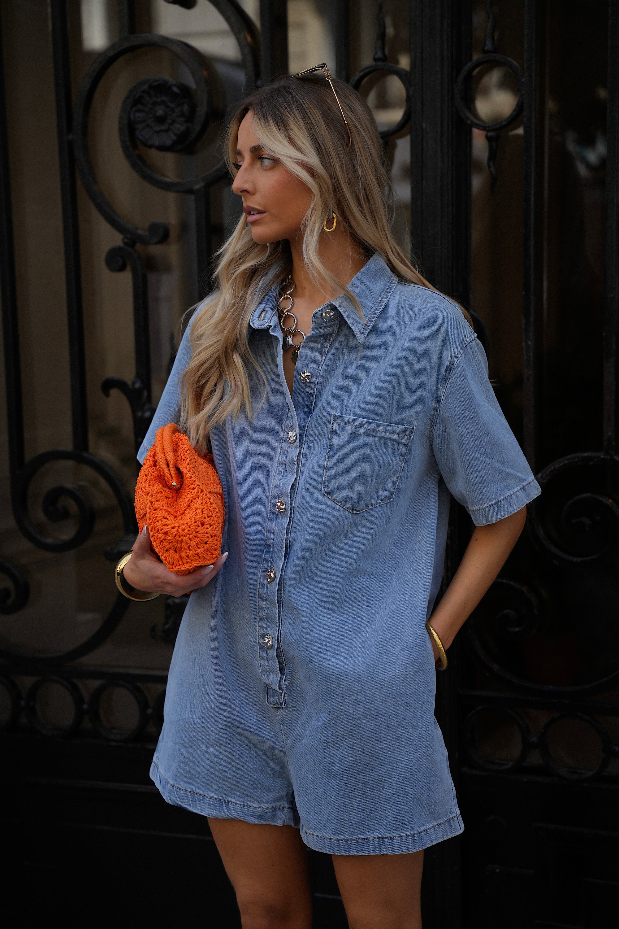 Combishort En Jean Suzon - Bleue