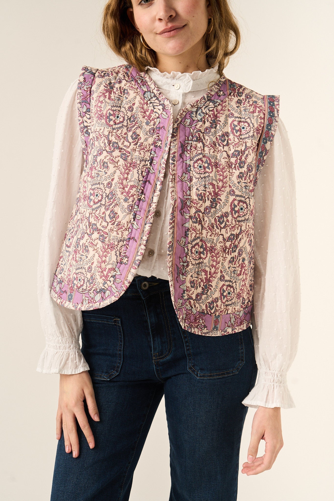 Pink Floral Gilet