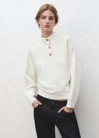 Pull À Col Montant Avec Boutons Bijoux