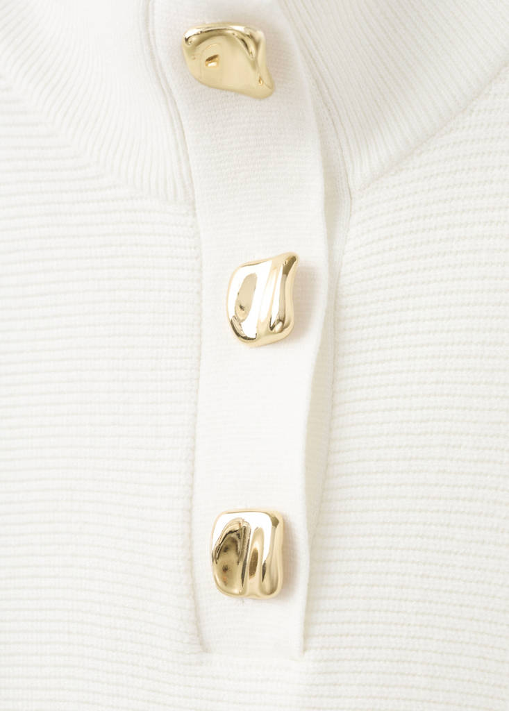 Pull À Col Montant Avec Boutons Bijoux