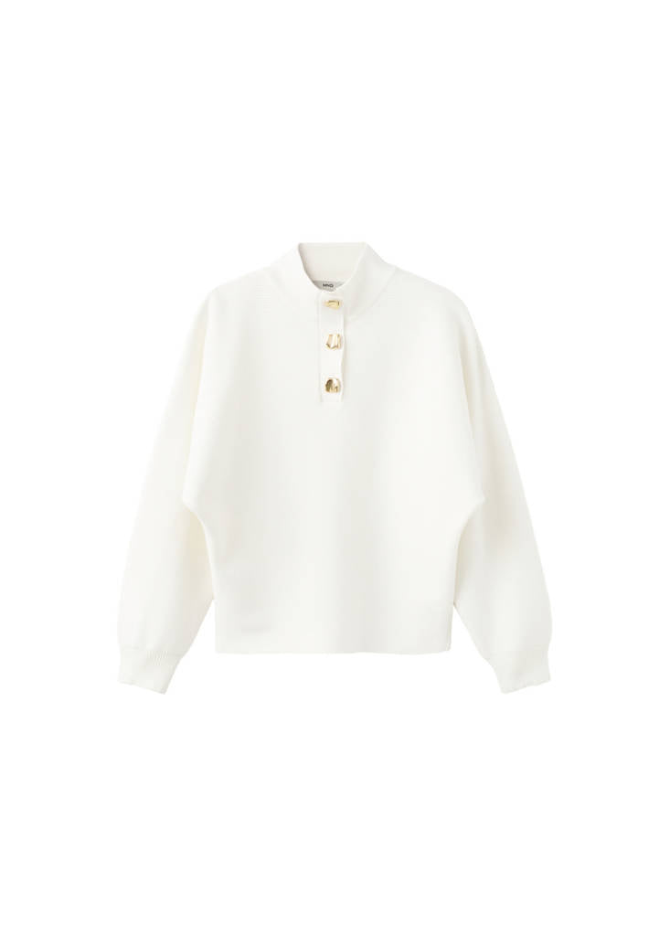 Pull À Col Montant Avec Boutons Bijoux