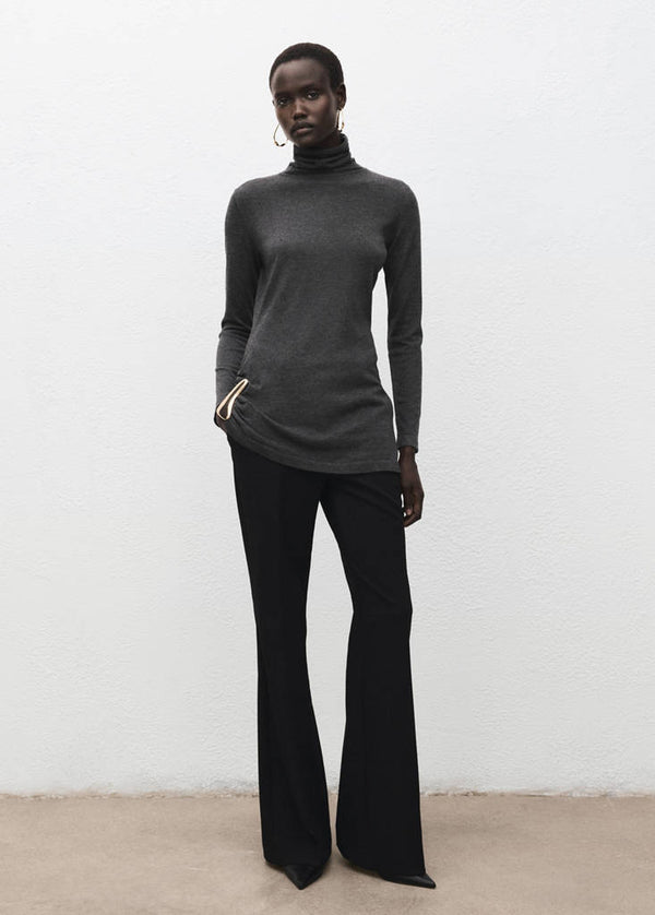 High-Neck Jumper With Brooch