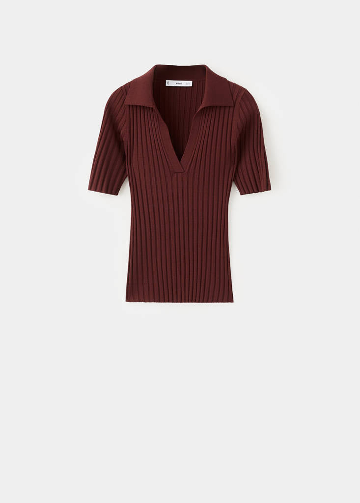 Pullover In Maglia Con Scollo A V