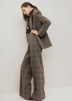 Wool-Blend Checked Trousers