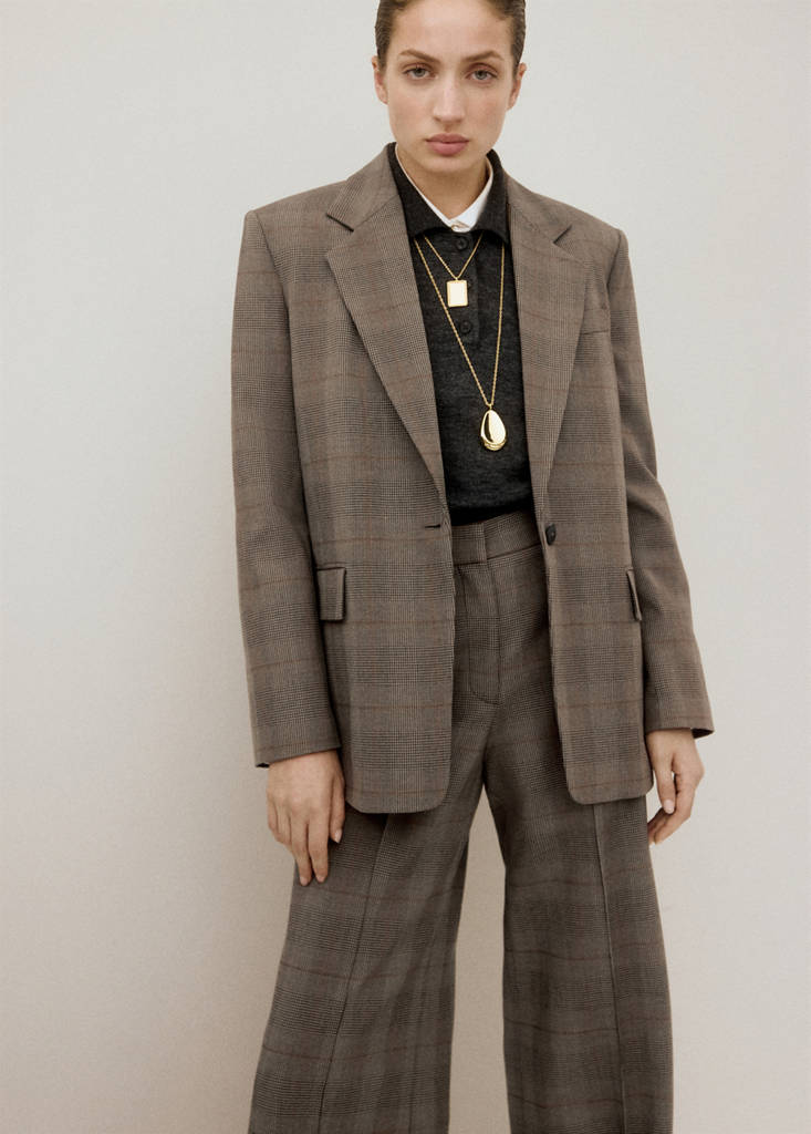 Wool-Blend Checked Trousers